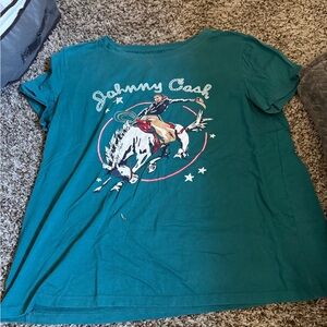 Johnny Cash Graphic Teal Short Sleeve Tee